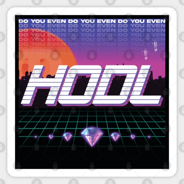 Doge! HODL! Vaporwave! Sticker by NerdvanaNC